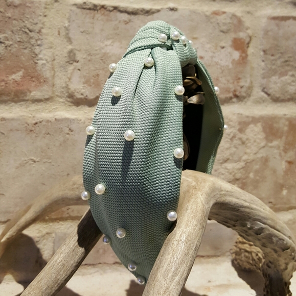 💛 Embellished turban pearl headband - Picture 2 of 3